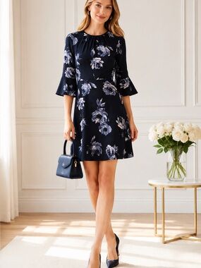 Kate Spade Night Rose Blue Floral Dress 12